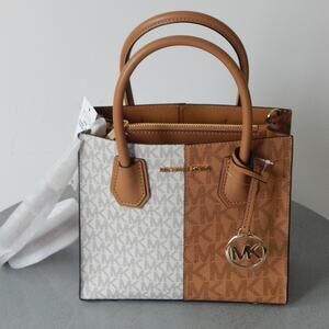 MICHAEL KORS MERCER Two-Tone Logo Medium Messenger Crossbody Bag Deer Multi NWT